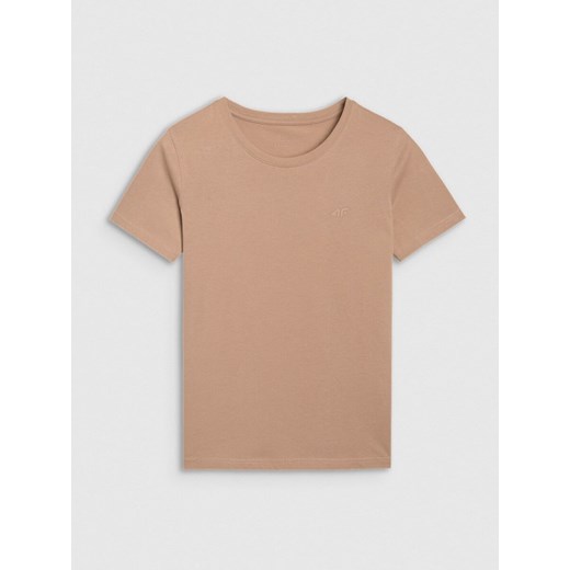 Damski t-shirt basic 4F 4FWMM00TTSHF2356 - beżowy ze sklepu Sportstylestory.com w kategorii Bluzki damskie - zdjęcie 186725673