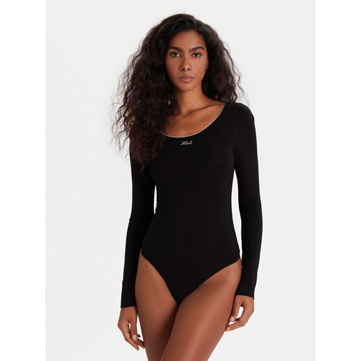 KARL LAGERFELD Body A4W47021 Czarny Slim Fit ze sklepu MODIVO w kategorii Bluzki damskie - zdjęcie 186729340