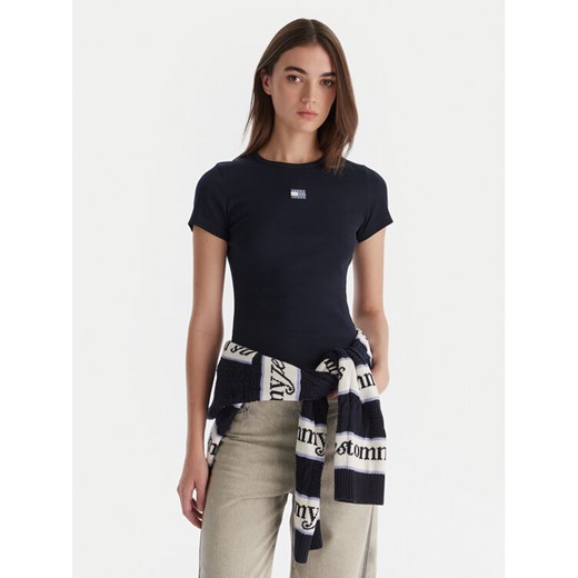 Tommy Jeans T-Shirt Badge DW0DW17881 Granatowy Slim Fit ze sklepu MODIVO w kategorii Bluzki damskie - zdjęcie 186729341