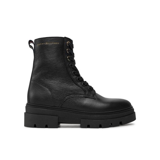 Tommy Hilfiger Trzewiki Bicolor Leather Lace-Up FW0FW08160 Czarny ze sklepu MODIVO w kategorii Botki - zdjęcie 186729454