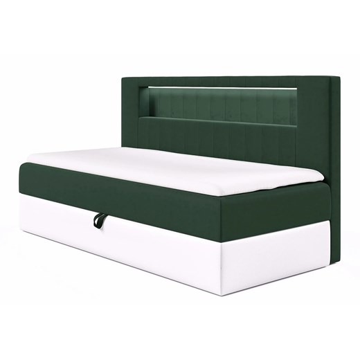 Ciemnozielone jednoosobowe łóżko kontynentalne LED 3 rozmiary C4-F77 ze sklepu Edinos.pl w kategorii Łóżka i materace - zdjęcie 186731340