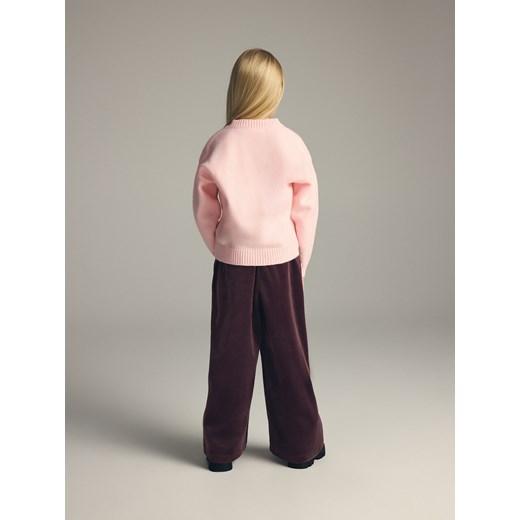 Reserved - Welurowe spodnie z szerokimi nogawkami - bordowy Reserved 134 (8 lat) Reserved