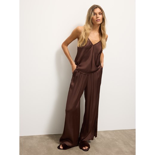 Mohito - Wiskozowe czekoladowe spodnie od piżamy - ciemnobrązowy ze sklepu Mohito w kategorii Piżamy damskie - zdjęcie 186734112