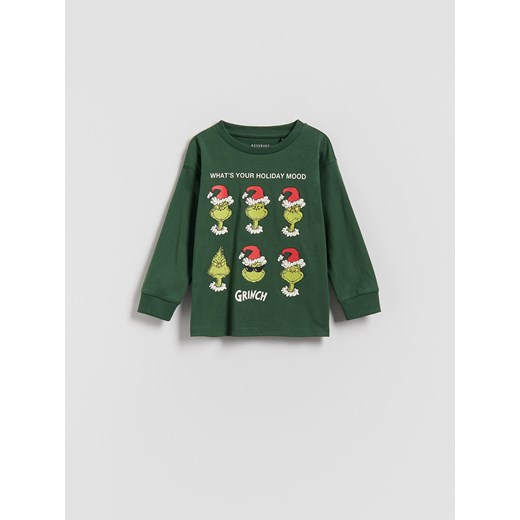 Reserved - Longsleeve Grinch - ciemnozielony ze sklepu Reserved w kategorii T-shirty chłopięce - zdjęcie 186734301