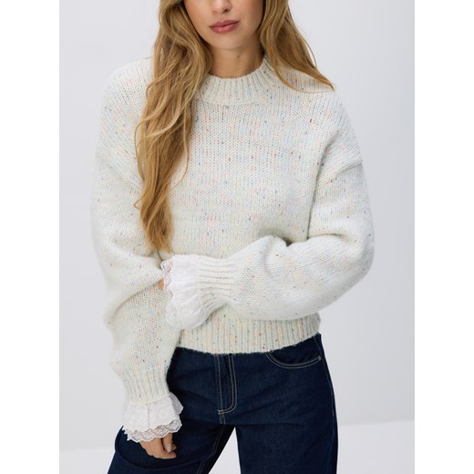Reserved - Sweter z dodatkiem wełny - kremowy ze sklepu Reserved w kategorii Swetry damskie - zdjęcie 186734650