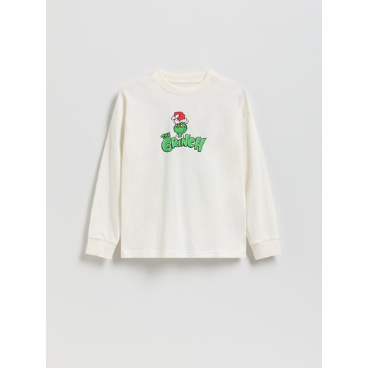 Reserved - Longsleeve Grinch - złamana biel ze sklepu Reserved w kategorii Bluzy chłopięce - zdjęcie 186734684