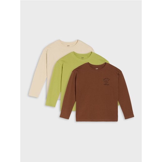 Sinsay - Koszulki z długimi rękawami 3 pack - beżowy - id: 896GE-08X - marki Sinsay - 186735672 Sinsay - Koszulki z długimi rękawami 3 pack - beżowy ze sklepu Sinsay w kategorii T-shirty chłopięce - zdjęcie 186735672