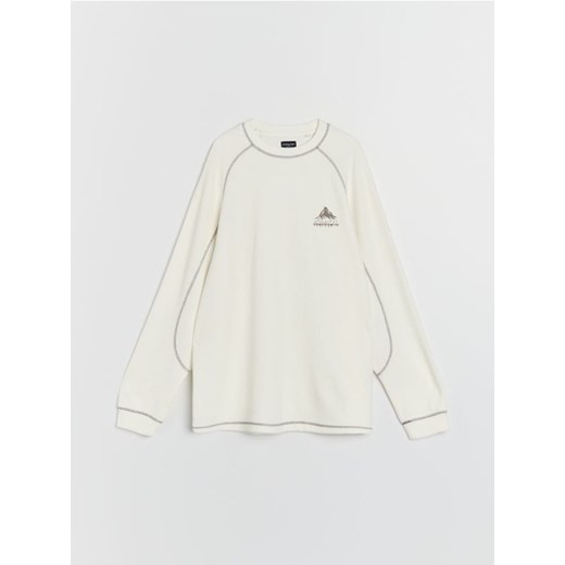 Sinsay - Prążkowana bluza crewneck - kremowy ze sklepu Sinsay w kategorii Bluzy męskie - zdjęcie 186735683
