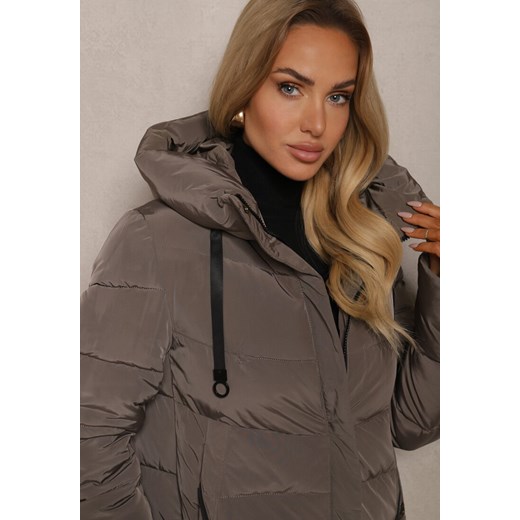 Zielona Kurtka z Pikowanymi Przeszyciami Kapturem i Wysokim Kołnierzem Atinesca Renee M renee.pl