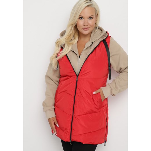 Czerwona Pikowana Kamizelka Dwustronna z Kapturem i Troczkami Nevetiani XL born2be.pl