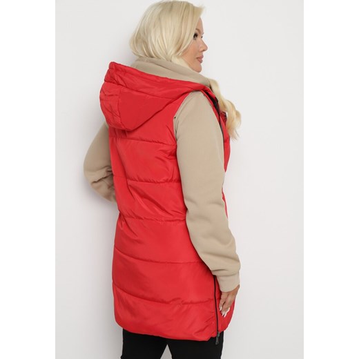 Czerwona Pikowana Kamizelka Dwustronna z Kapturem i Troczkami Nevetiani 2XL born2be.pl