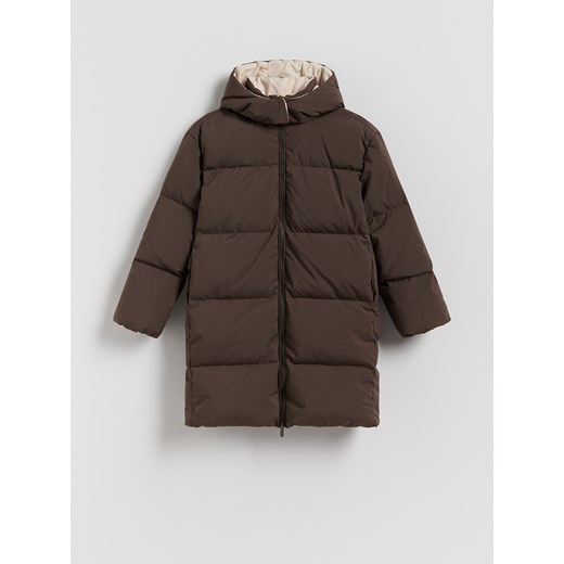 Reserved - Długi płaszcz z puchem - ciemnobrązowy - id: 268EX-89X - marki Reserved - 186737010 Reserved - Długi płaszcz z puchem - ciemnobrązowy ze sklepu Reserved w kategorii Płaszcze dziewczęce - zdjęcie 186737010