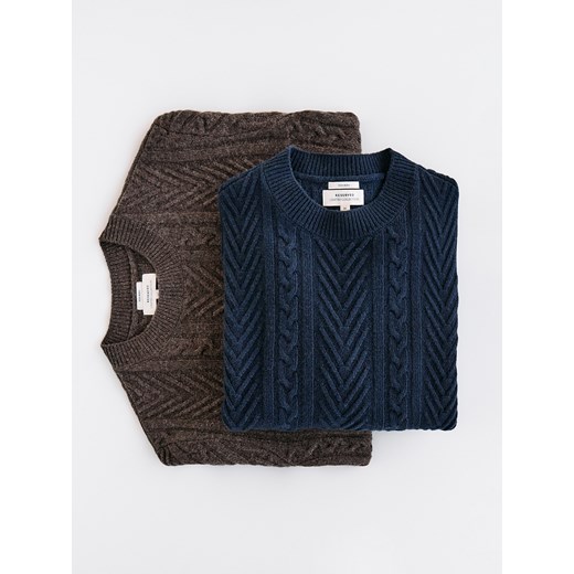 Reserved - Sweter z wełną - granatowy ze sklepu Reserved w kategorii Swetry męskie - zdjęcie 186737121