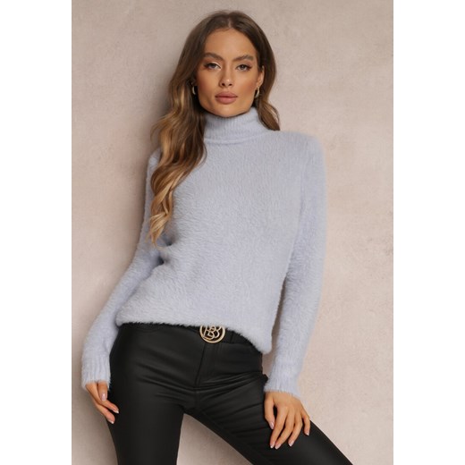 Jasnoniebieski Golf Wełniany Kedrindas ze sklepu renee.pl w kategorii Swetry damskie - zdjęcie 186737681