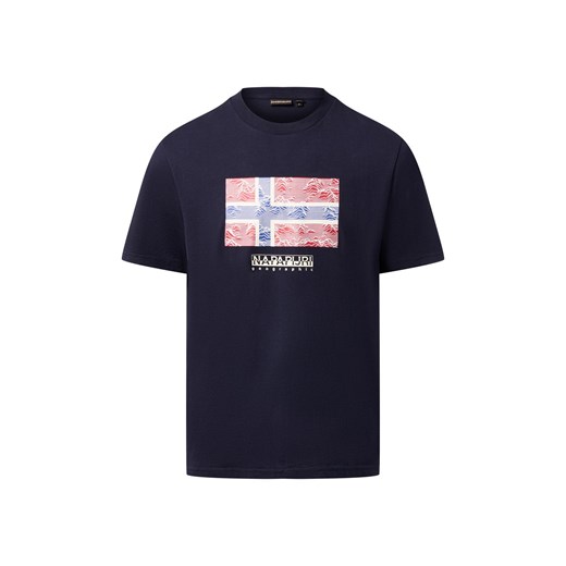 Napapijri Koszulka męska - Drapeau Mężczyźni Bawełna granatowy nadruk ze sklepu vangraaf w kategorii Bluzki damskie - zdjęcie 186738531