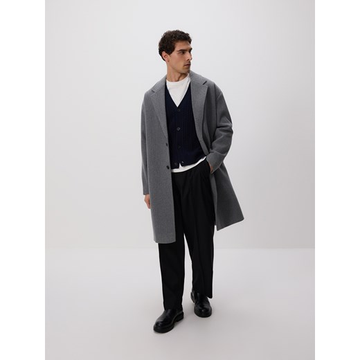 Reserved - Płaszcz z kołnierzem - jasnoszary ze sklepu Reserved w kategorii Płaszcze męskie - zdjęcie 186739324