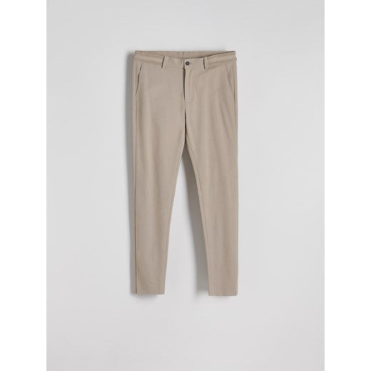 Reserved - Spodnie chino slim fit w kratę - beżowy ze sklepu Reserved w kategorii Spodnie męskie - zdjęcie 186739394