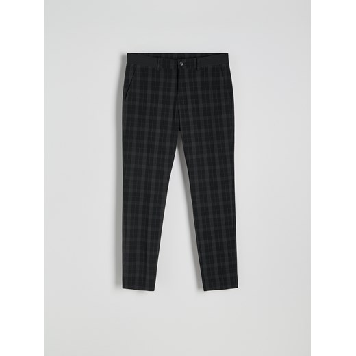 Reserved - Spodnie chino slim fit w kratę - czarny ze sklepu Reserved w kategorii Spodnie męskie - zdjęcie 186739402