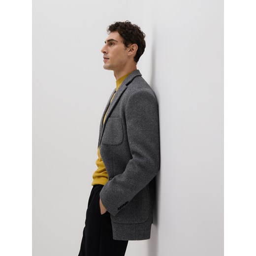 Reserved - Dzianinowa marynarka - ciemnoszary ze sklepu Reserved w kategorii Marynarki męskie - zdjęcie 186739624