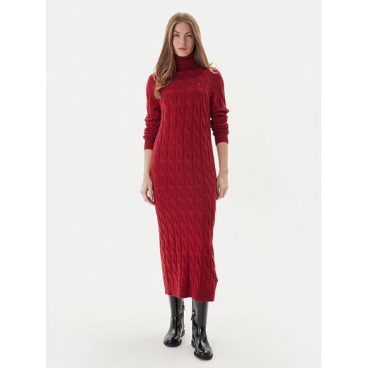 Tommy Hilfiger Sukienka dzianinowa WW0WW46429 Czerwony Slim Fit ze sklepu MODIVO w kategorii Sukienki - zdjęcie 186741002