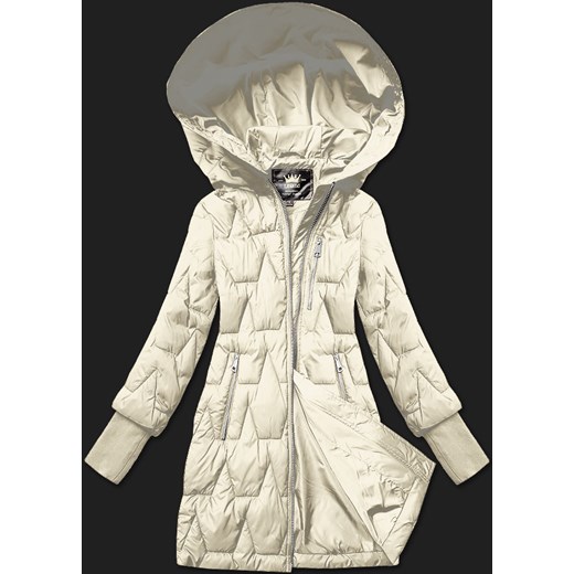 Pikowana przejściowa kurtka damska z dzianinowymi ściągaczami Libland ecru (LD-7775) ze sklepu goodlookin.pl w kategorii Kurtki damskie - zdjęcie 186741490