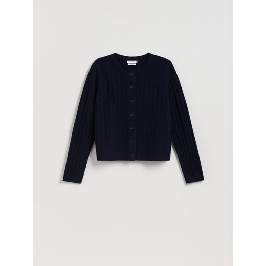 Reserved - Wełniany kardigan - granatowy ze sklepu Reserved w kategorii Swetry damskie - zdjęcie 186741983