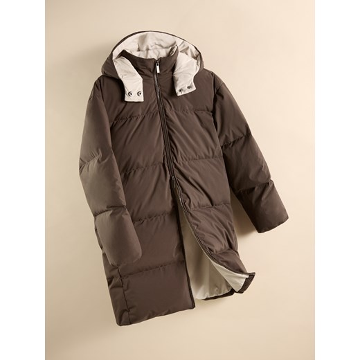 Reserved - Długi płaszcz z puchem - ciemnobrązowy ze sklepu Reserved w kategorii Płaszcze dziewczęce - zdjęcie 186742244