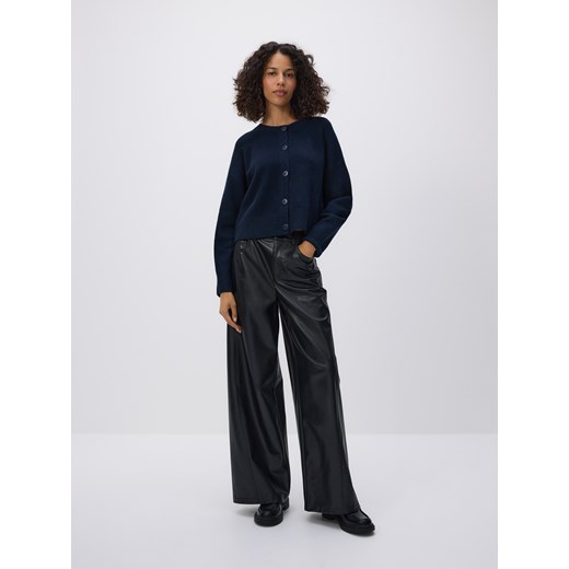 Reserved - Kardigan z obniżoną linią ramion - granatowy ze sklepu Reserved w kategorii Swetry damskie - zdjęcie 186742264