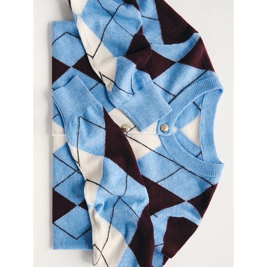 Reserved - Wełniany kardigan ze wzorem - wielobarwny ze sklepu Reserved w kategorii Swetry damskie - zdjęcie 186742332