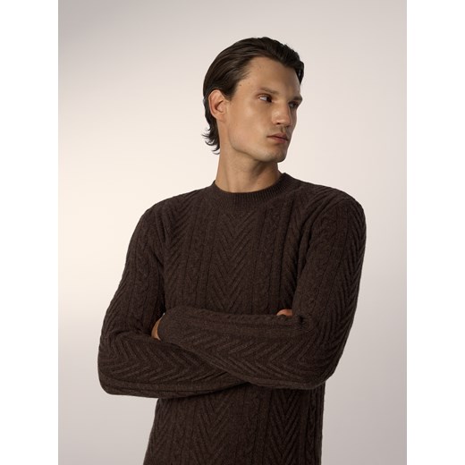 Reserved - Sweter z wełną - brązowy ze sklepu Reserved w kategorii Swetry męskie - zdjęcie 186742414