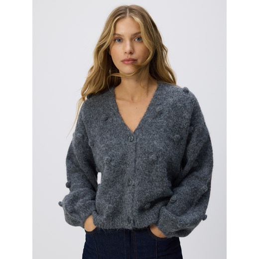 Reserved - Kardigan z aplikacjami - szary ze sklepu Reserved w kategorii Swetry damskie - zdjęcie 186742471