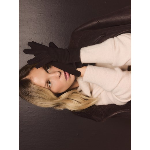 Reserved - Zamszowe rękawiczki - ciemnobrązowy ze sklepu Reserved w kategorii Rękawiczki damskie - zdjęcie 186742491