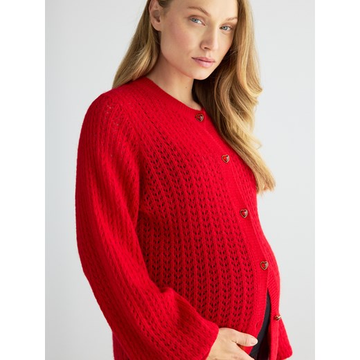 Reserved - Kardigan z wełną alpaki - czerwony ze sklepu Reserved w kategorii Swetry damskie - zdjęcie 186742682