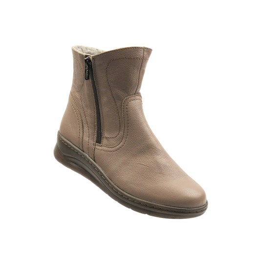 Wygodne botki damskie ocieplone kożuchem - HELIOS Komfort 788, khaki ze sklepu ulubioneobuwie w kategorii Botki - zdjęcie 186742851