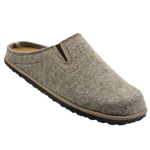 Ciepłe kapcie męskie z wyjmowaną, skórzaną wkładką - INBLU 155M025, brązowe ze sklepu ulubioneobuwie w kategorii Kapcie męskie - zdjęcie 186742881