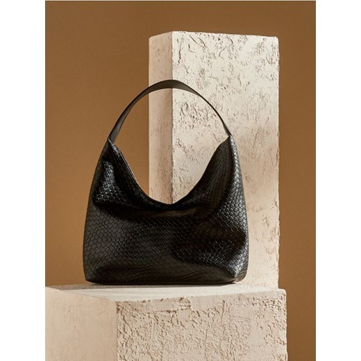Sinsay - Torba hobo z imitacji skóry - czarny - id: 651EK-99X - marki Sinsay - 186744112 Sinsay - Torba hobo z imitacji skóry - czarny ze sklepu Sinsay w kategorii Torebki damskie - zdjęcie 186744112