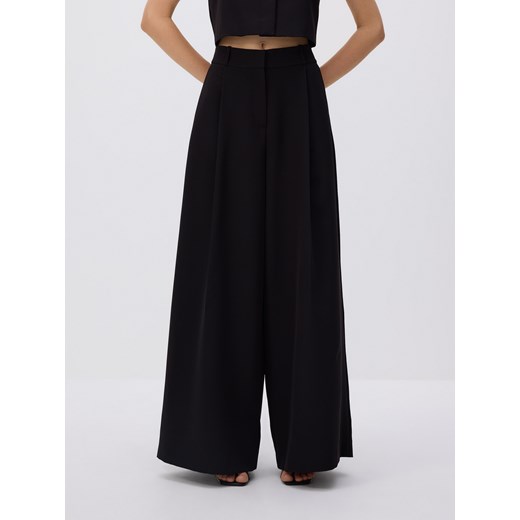 Reserved - Spodnie z szerokimi nogawkami - czarny ze sklepu Reserved w kategorii Spodnie damskie - zdjęcie 186745310