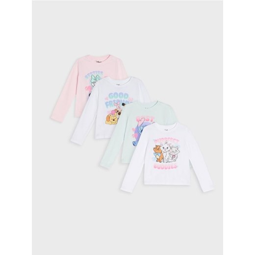 Sinsay - Bawełniana koszulka z nadrukiem 4 pack Disney - wielobarwny - id: 079IL-MLC - marki Sinsay - 186745973 Sinsay - Bawełniana koszulka z nadrukiem 4 pack Disney - wielobarwny ze sklepu Sinsay w kategorii Bluzki dziewczęce - zdjęcie 186745973