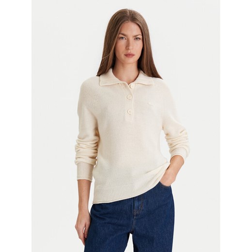 Lacoste Sweter AF4010 Écru Regular Fit ze sklepu MODIVO w kategorii Swetry damskie - zdjęcie 186746481