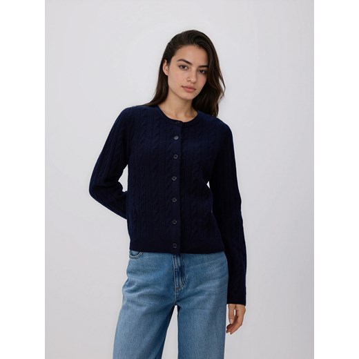 Reserved - Wełniany kardigan - granatowy ze sklepu Reserved w kategorii Swetry damskie - zdjęcie 186748333