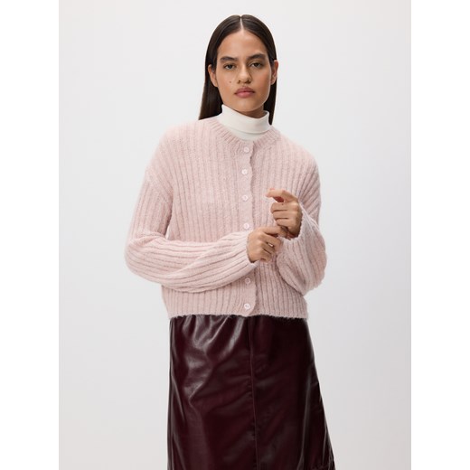 Reserved - Kardigan z ozdonym splotem - brudny róż ze sklepu Reserved w kategorii Swetry damskie - zdjęcie 186748353