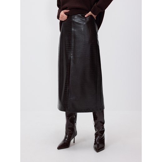 Reserved - Spódnica w zwierzęcy wzór - ciemnobrązowy ze sklepu Reserved w kategorii Spódnice - zdjęcie 186748424