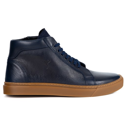 Buty Męskie sneakersy skórzane 532KNT wysokie obuwie przejściowe ze sklepu butyolivier w kategorii Buty zimowe męskie - zdjęcie 186748643
