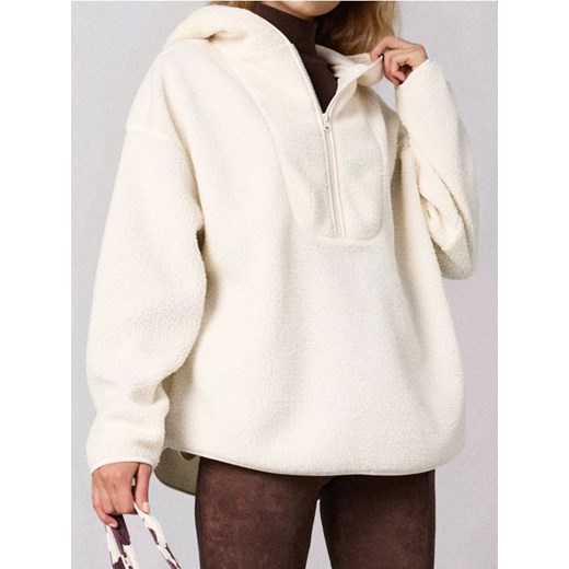 Sinsay - Bluza sherpa z kapturem - kremowy - id: 972FI-02X - marki Sinsay - 186748951 Sinsay - Bluza sherpa z kapturem - kremowy ze sklepu Sinsay w kategorii Bluzy damskie - zdjęcie 186748951