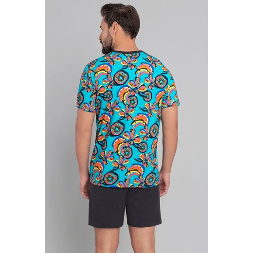 Piżama męska kr.kr. Zanzi, Kolor grafitowo-turkusowy, Rozmiar XL, Italian Fashion ze sklepu Primodo w kategorii Piżamy męskie - zdjęcie 186749363
