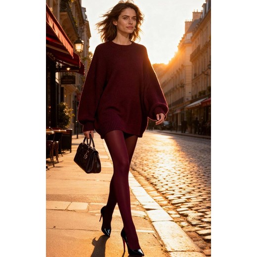 Marilyn matowe rajstopy damskie burgundowe Tonic 40 DEN, Kolor burgund, Rozmiar 2, Marilyn ze sklepu Intymna w kategorii Rajstopy - zdjęcie 186750020