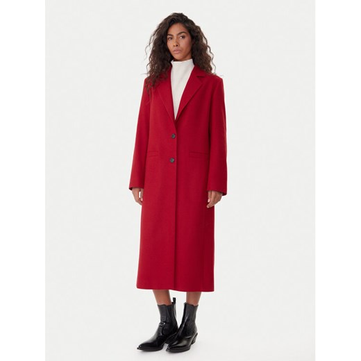 HUGO Płaszcz wełniany Mojeni 50547691 Czerwony Relaxed Fit ze sklepu MODIVO w kategorii Płaszcze damskie - zdjęcie 186752582