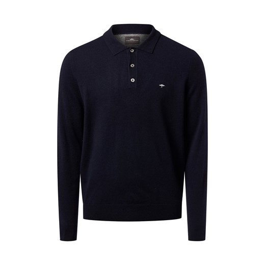 Fynch-Hatton Męski wełniany sweter z kaszmirem Mężczyźni Wełna granatowy jednolity ze sklepu vangraaf w kategorii Swetry męskie - zdjęcie 186753370