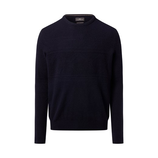 Fynch-Hatton Męski wełniany sweter Mężczyźni Wełna granatowy jednolity ze sklepu vangraaf w kategorii Swetry męskie - zdjęcie 186753371