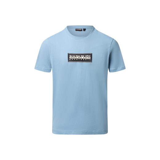 Napapijri Koszulka męska - Box Logo Mężczyźni Bawełna jasnoniebieski nadruk ze sklepu vangraaf w kategorii Bluzki damskie - zdjęcie 186753374